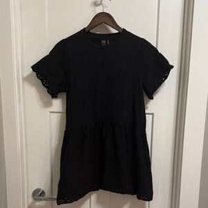 Simons Black Eyelet Sleeve Mini Dress